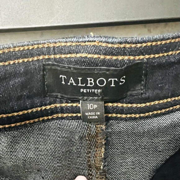 TALBOTS 10P WOMENS DARK WASH BUTTONS STRETCH COTTON BLEND DATE NIGHT 70'S JEANS - Picture 3 of 10